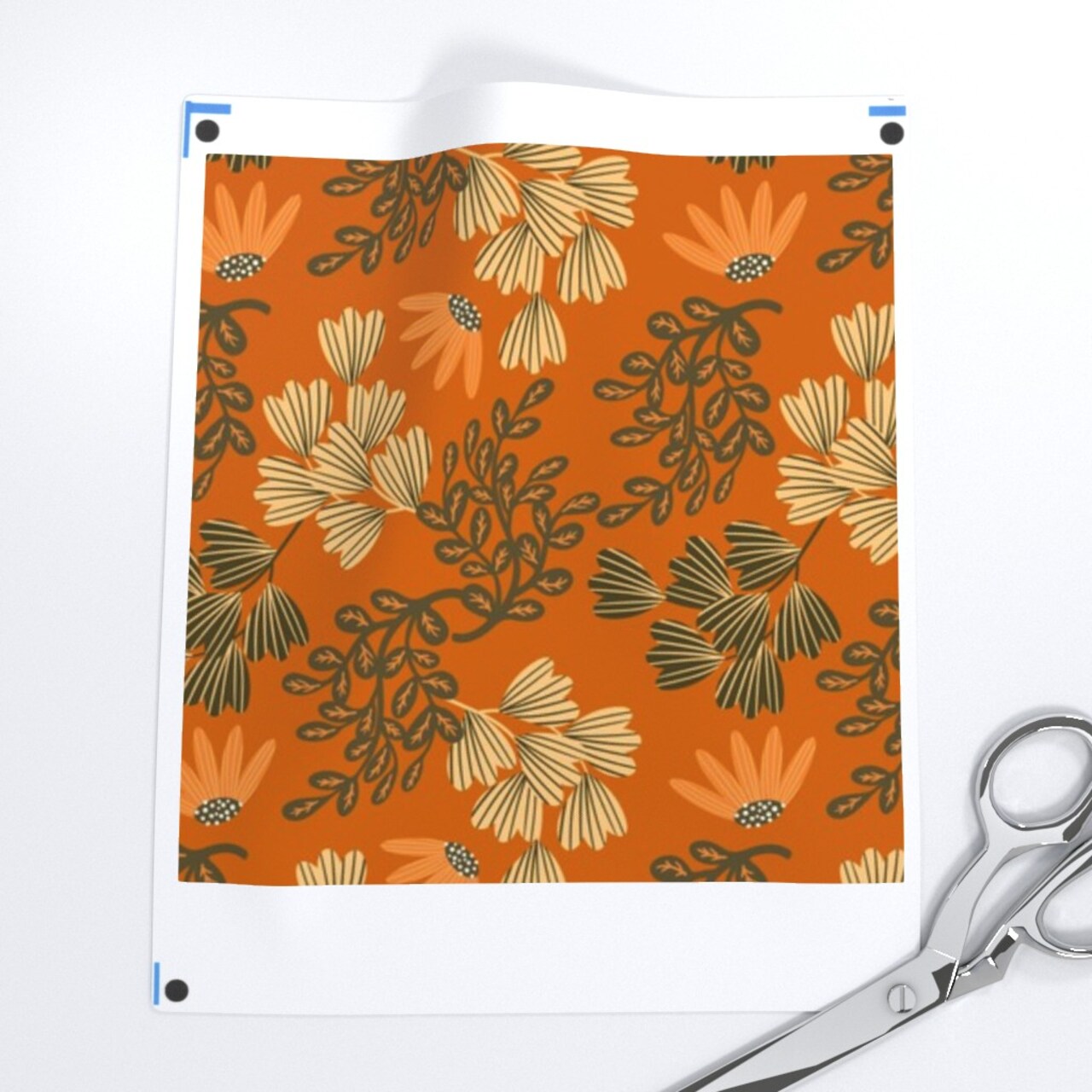 Orange Floral Vintage Botanical Wildflowers Romantic Chintz Fall Custom Printed Fabric by Spoonflower Various Fabrics by the Yard or Fat Quarter